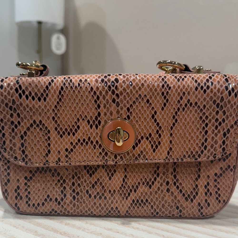 Topshop Brown Snake Print Shoulder Bag